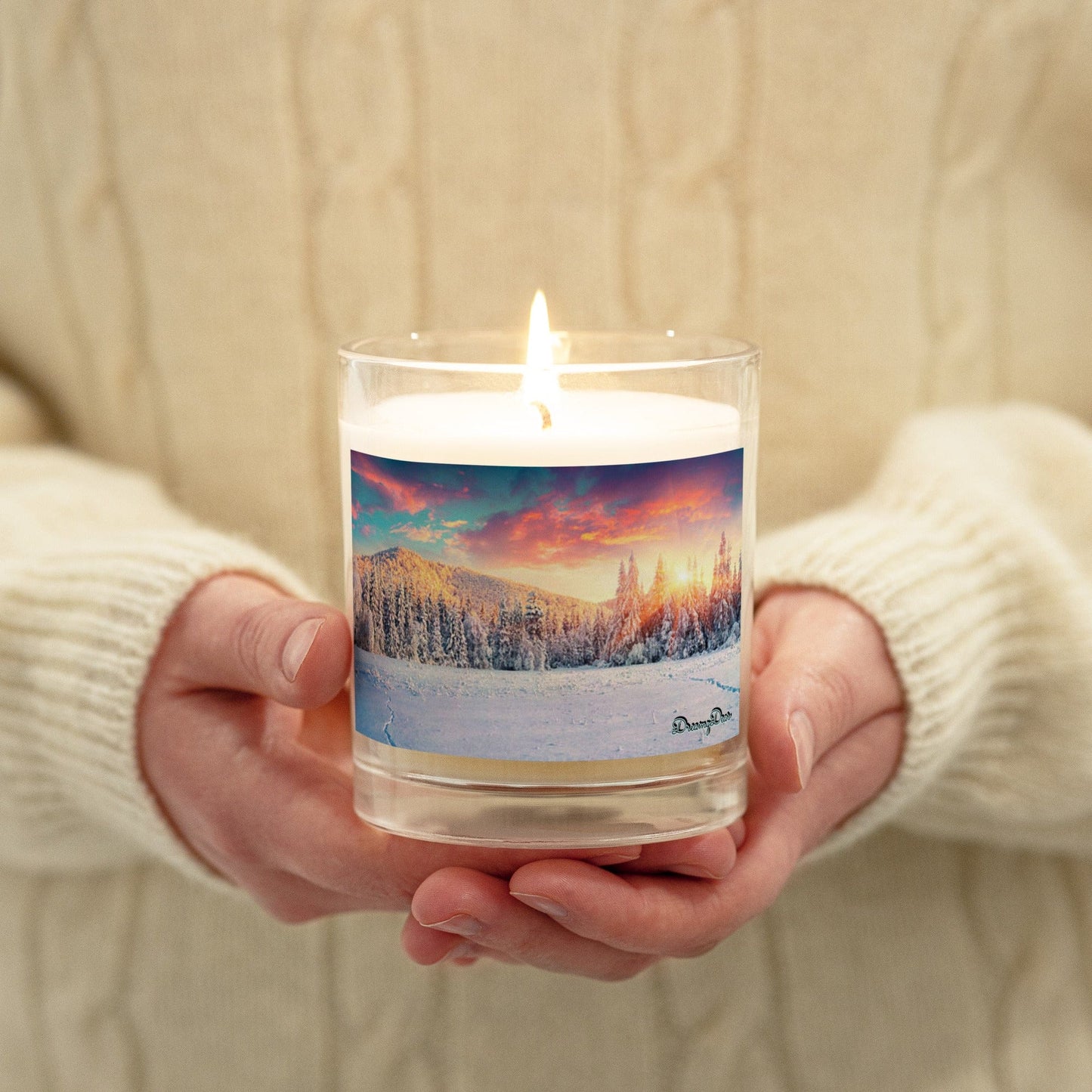 "Sunset Snowfall" soy wax candle