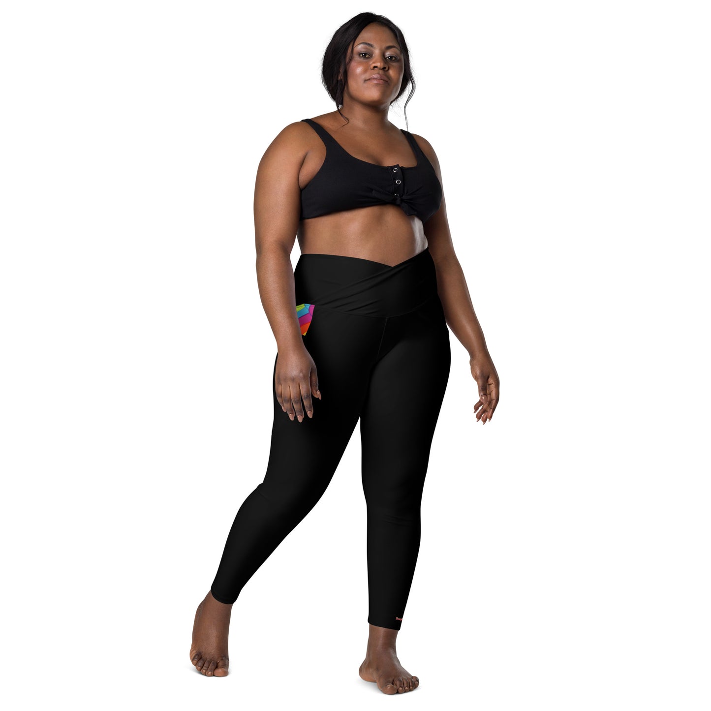 Dreamy Dear Crossover Leggings with pockets, Black Popsicle