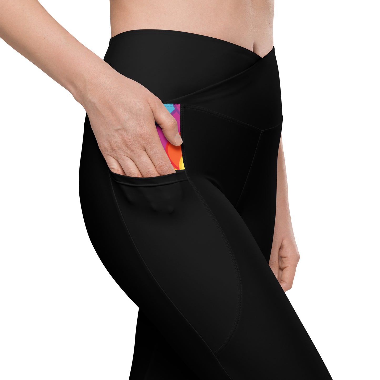 Dreamy Dear Crossover Leggings with pockets, Black Popsicle