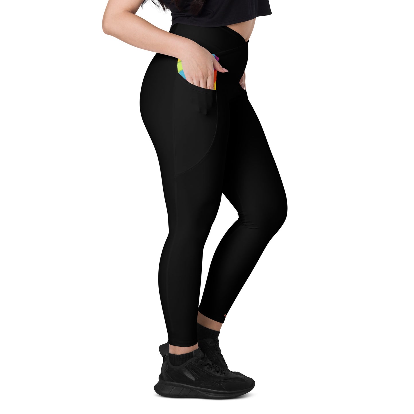 Dreamy Dear Crossover Leggings with pockets, Black Popsicle