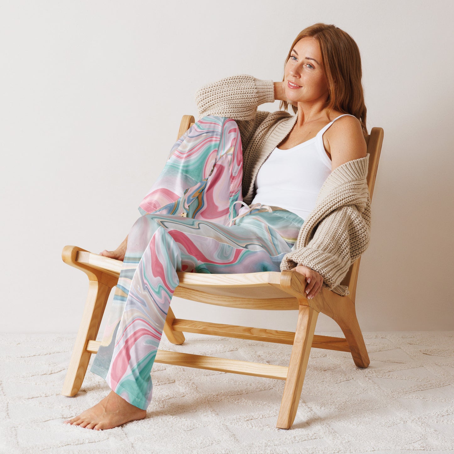 Dreamy Dear Woman's Pajama Pants, Hydro Dip Blue Pastel