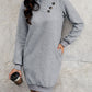 Textured Decorative Button Mini Dress