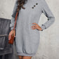 Textured Decorative Button Mini Dress