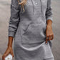 Texture Half Snap Drawstring Hooded Dress