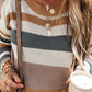 Striped Round Neck Dropped Shoulder Sweater