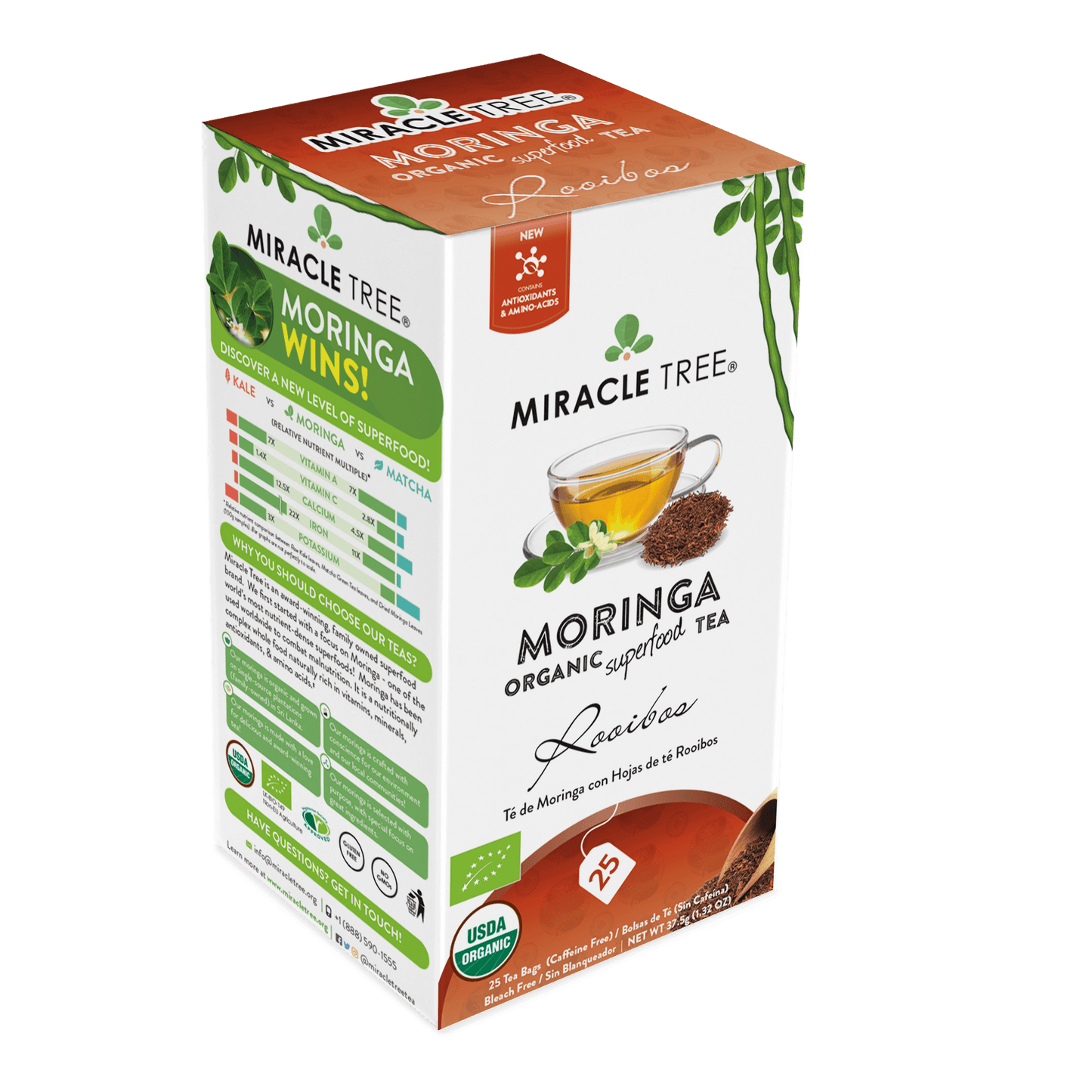 Miracle Tree's Organic Moringa Tea, Rooibos