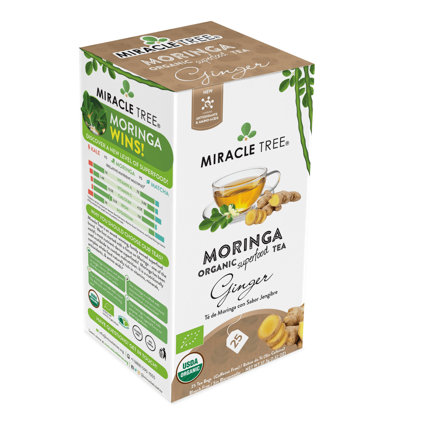 Miracle Tree's Organic Moringa Tea, Ginger
