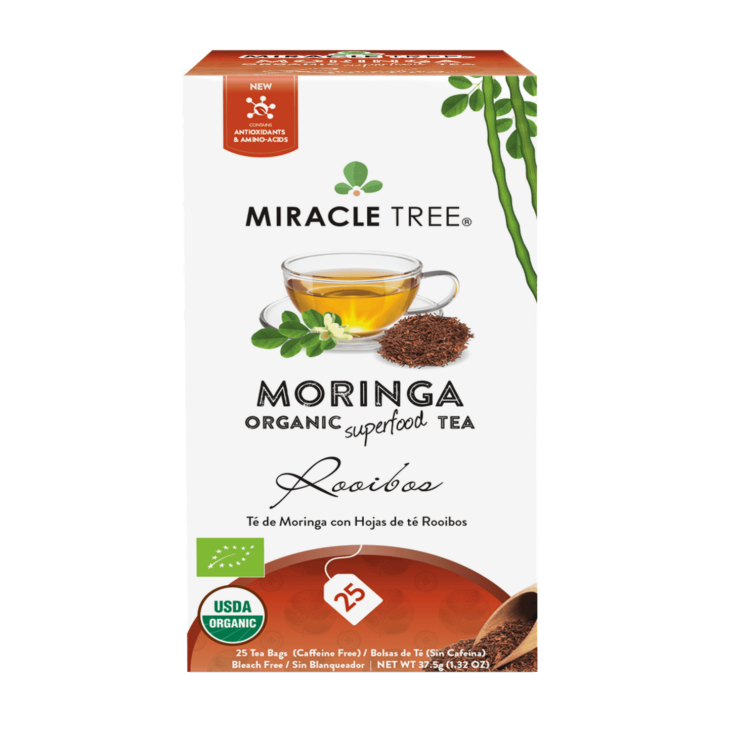 Miracle Tree's Organic Moringa Tea, Rooibos