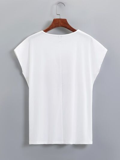 Heart Round Neck Short Sleeve T-Shirt